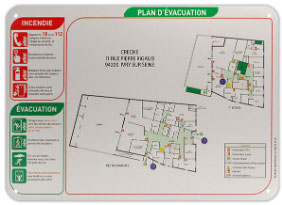 plan évacuation impression sur dibond
